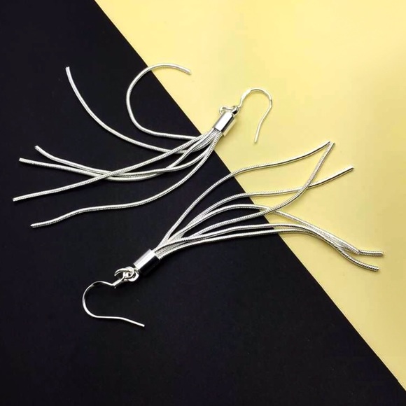 925 Stamped Silver Tassel Earrings - Picture 6 of 8